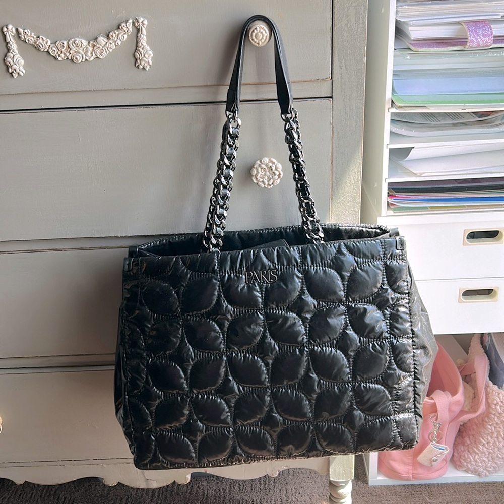 🖤Paris Hilton Carson Quilted Nylon Tote 3 Compartment Black 🎀 work